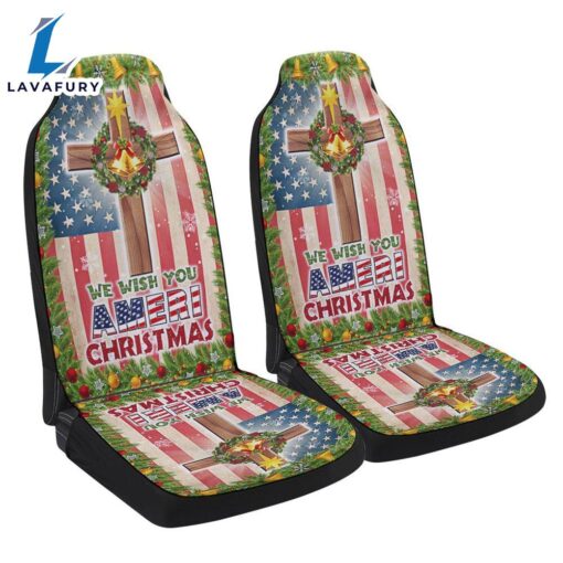 Christian Cross American Flag We Wish You Ameri Christmas Seat Cover Cars – Christian Seat Cover