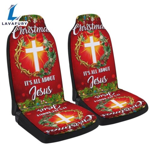 Christmas It Is All About Jesus Crown Of Thorns Christmas Wreath Seat Cover Cars – Christian Seat Cover