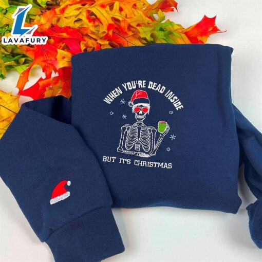 Christmas Skull Dead Inside Embroidered Shirt For Man And Women