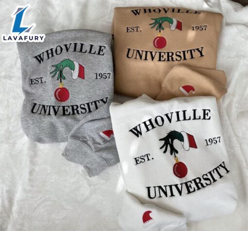 Christmas Whoville University Est 1957 Embroidered Sweatshirt Inspired Crewneck Sweatshirt  For Man And Women
