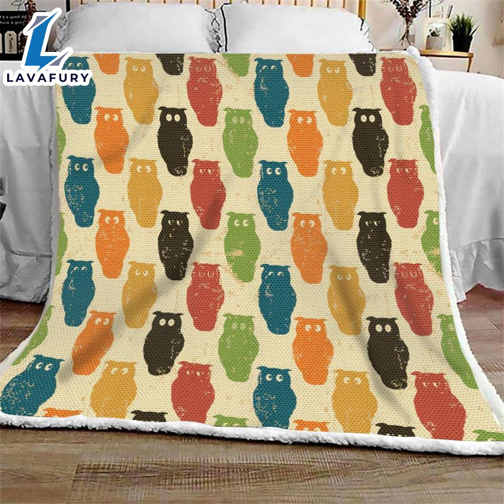 Colorful Owl Vintage Halloween Sofa Fleece Throw Blanket Halloween Gifts