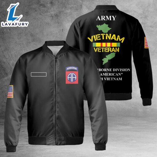 Custom Name 82nd Airborne Division All American ARMY Vietnam Veteran South Vietnam AOP Fleece Bomber Jacket For Man And Women