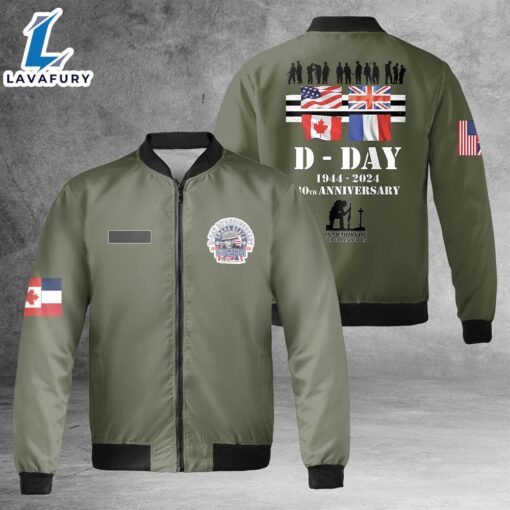 Custom Name D-Day 80th Anniversary 1944-2024 AOP Fleece Bomber Jacket For Man And Women