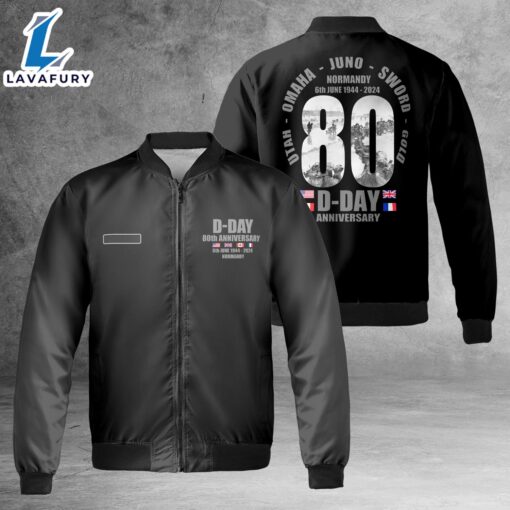 Custom Name D-Day 80th Anniversary 2024 AOP Fleece Bomber Jacket For Man And Women