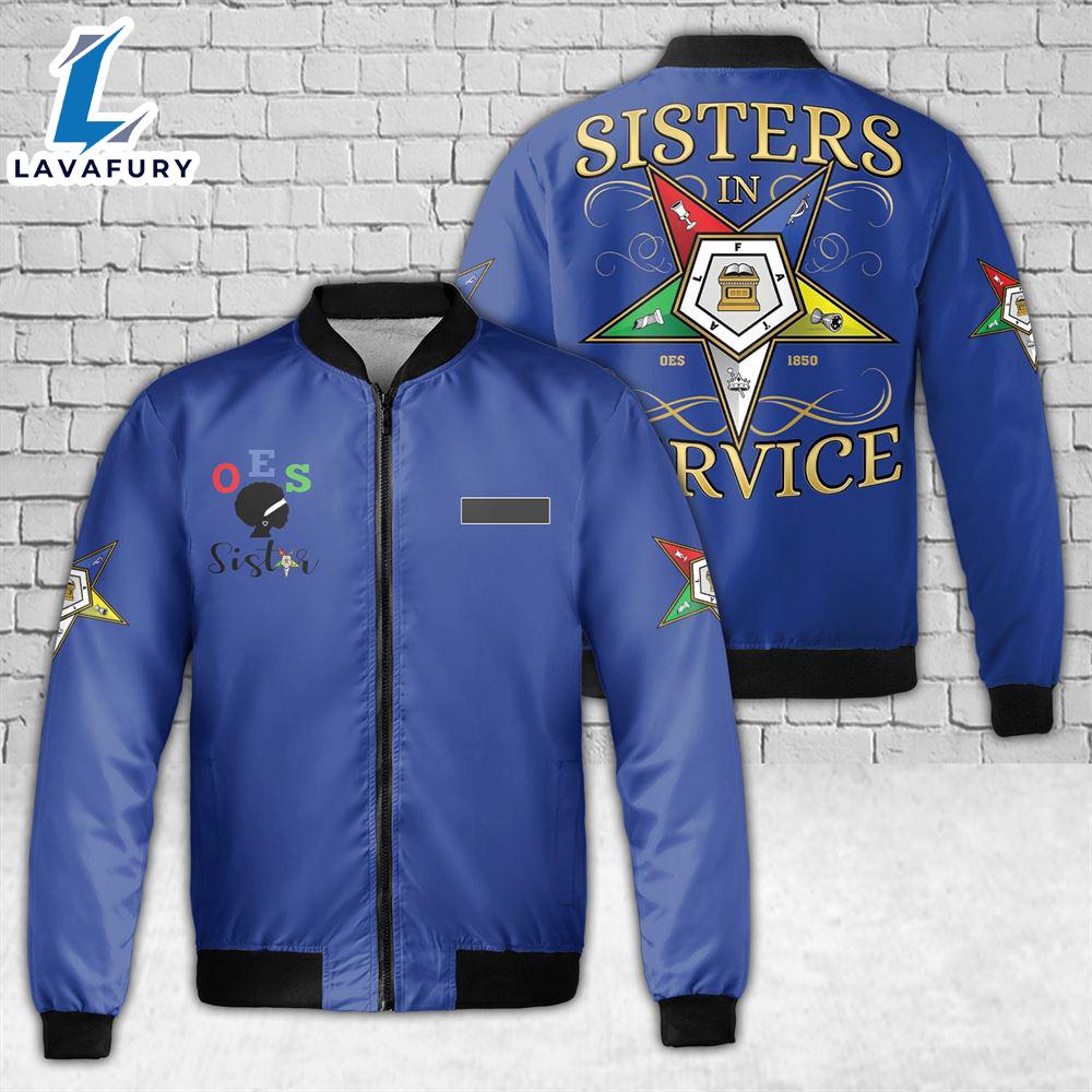 Custom Name OES Order Of The Eastern Star Sisters In Service AOP Fleece Bomber Jacket For Man And Women Custom Name OES Order Of The Eastern Star Sisters In Service AOP Fleece Bomber Jacket For Man And Women