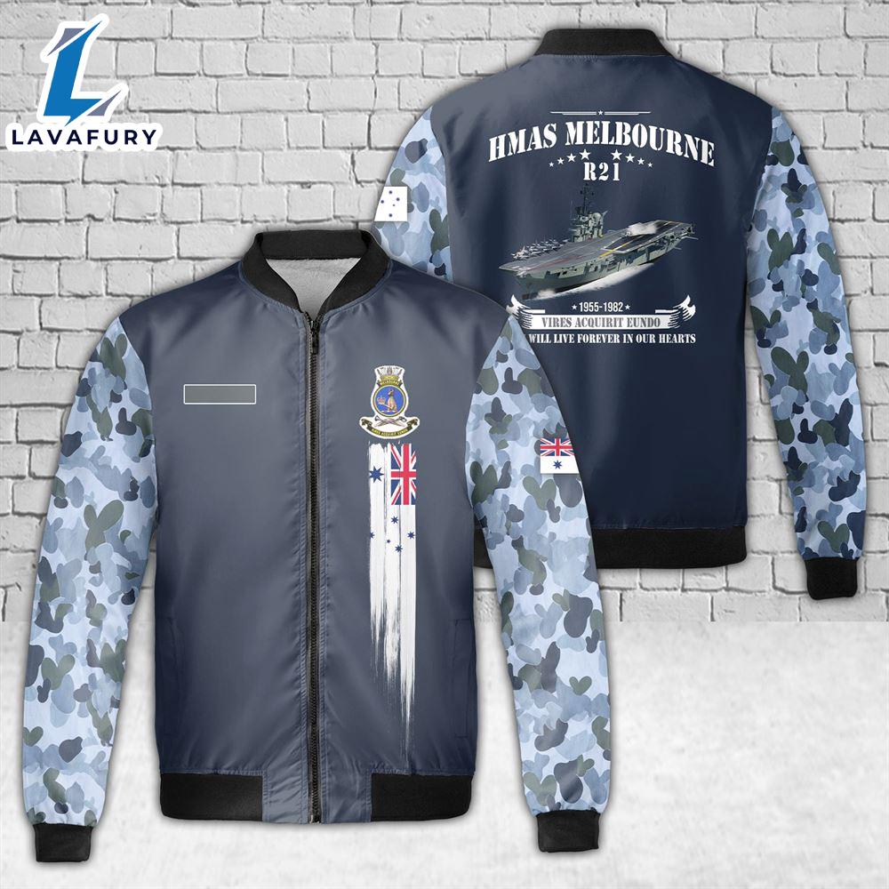 Custom Name Royal Australian Navy HMAS Melbourne (R21) Fleece Bomber Jacket 3D For Man And Women Custom Name Royal Australian Navy HMAS Melbourne (R21) Fleece Bomber Jacket 3D For Man And Women