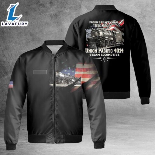 Custom Name Union Pacific Steam Locomotive 4014 BIG BOY AOP Fleece Bomber Jacket For Man And Women
