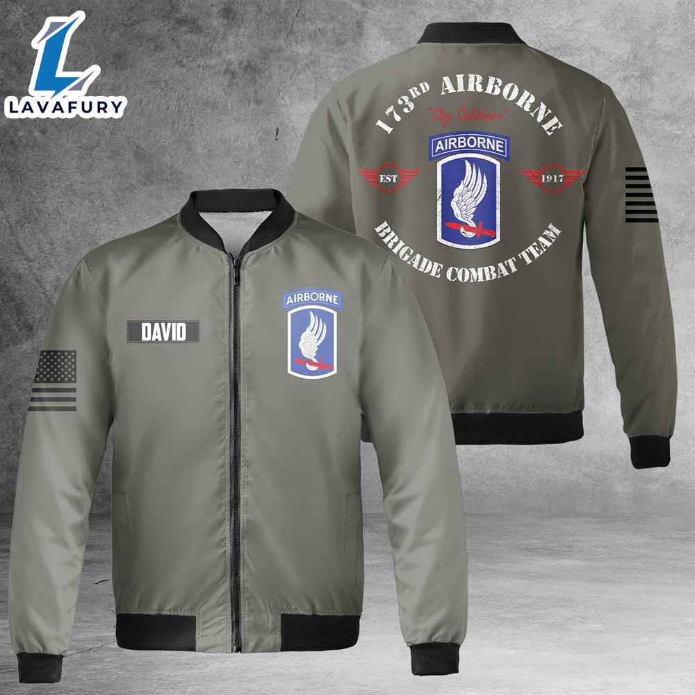 Custom Name US Army 173rd Airborne Brigade AOP Fleece Bomber Jacket For Man And Women Custom Name US Army 173rd Airborne Brigade AOP Fleece Bomber Jacket For Man And Women
