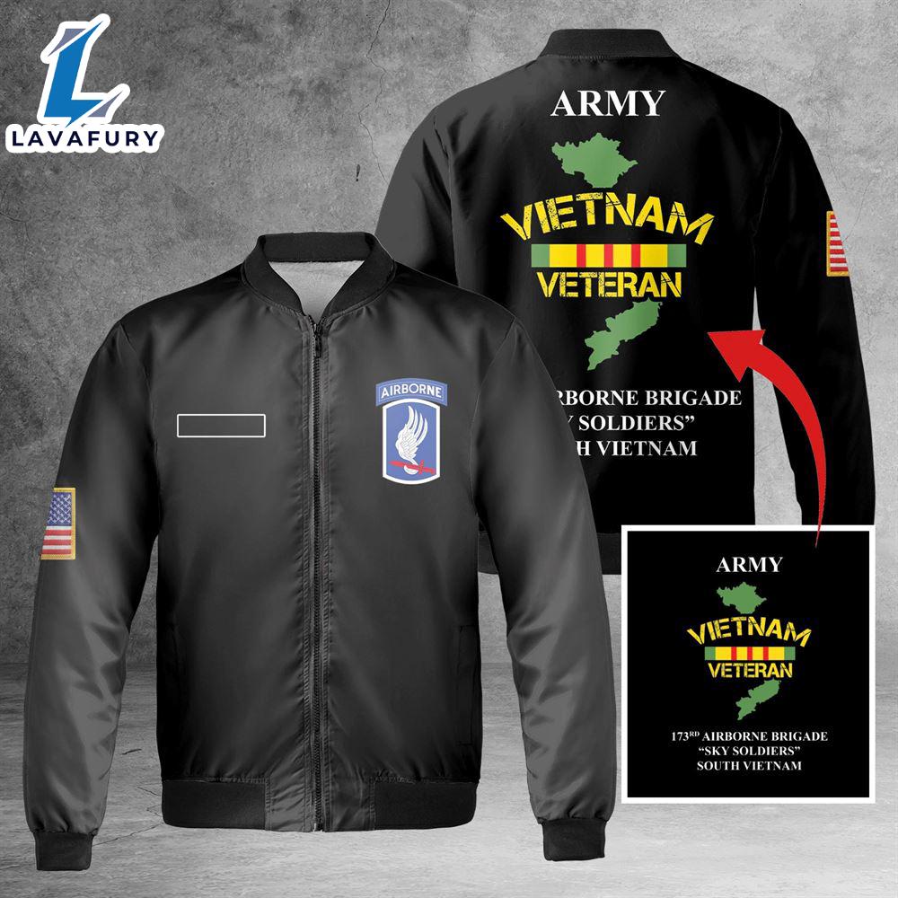 Custom Name US Army 173RD Airborne Brigade Sky Soldiers ARMY Vietnam Veteran South Vietnam AOP Fleece Bomber Jacket For Man And Women Custom Name US Army 173RD Airborne Brigade Sky Soldiers ARMY Vietnam Veteran South Vietnam AOP Fleece Bomber Jacket For Man And Women