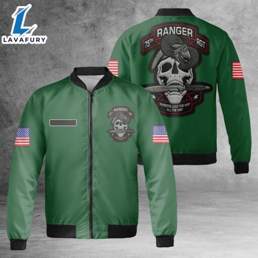 Custom Name US Army 75th Ranger Regiment AOP Fleece Bomber Jacket For Man And Women