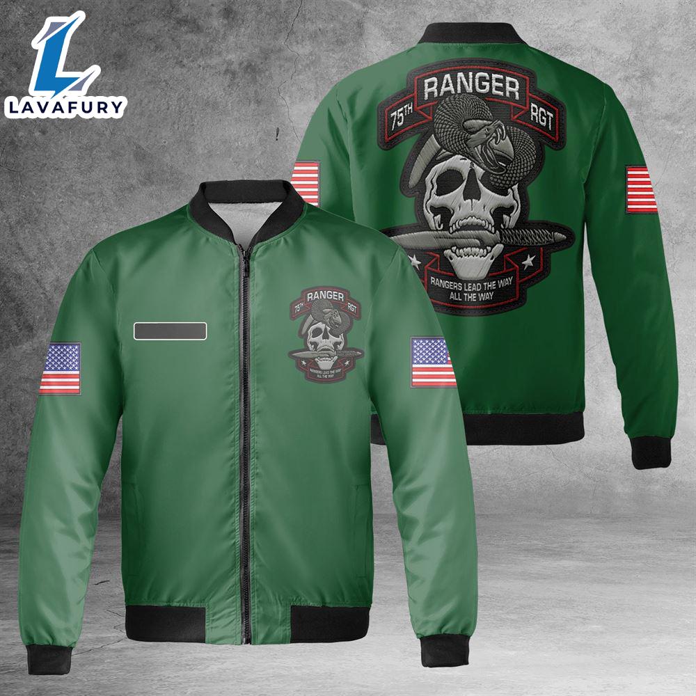 Custom Name US Army 75th Ranger Regiment AOP Fleece Bomber Jacket For Man And Women Custom Name US Army 75th Ranger Regiment AOP Fleece Bomber Jacket For Man And Women