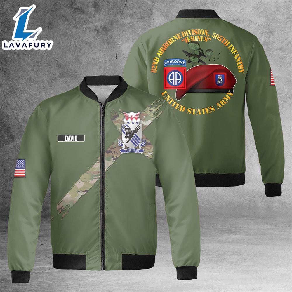 Custom Name US Army 82nd Airborne Division 505th Parachute Infantry Regiment AOP Fleece Bomber Jacket For Man And Women Custom Name US Army 82nd Airborne Division 505th Parachute Infantry Regiment AOP Fleece Bomber Jacket For Man And Women