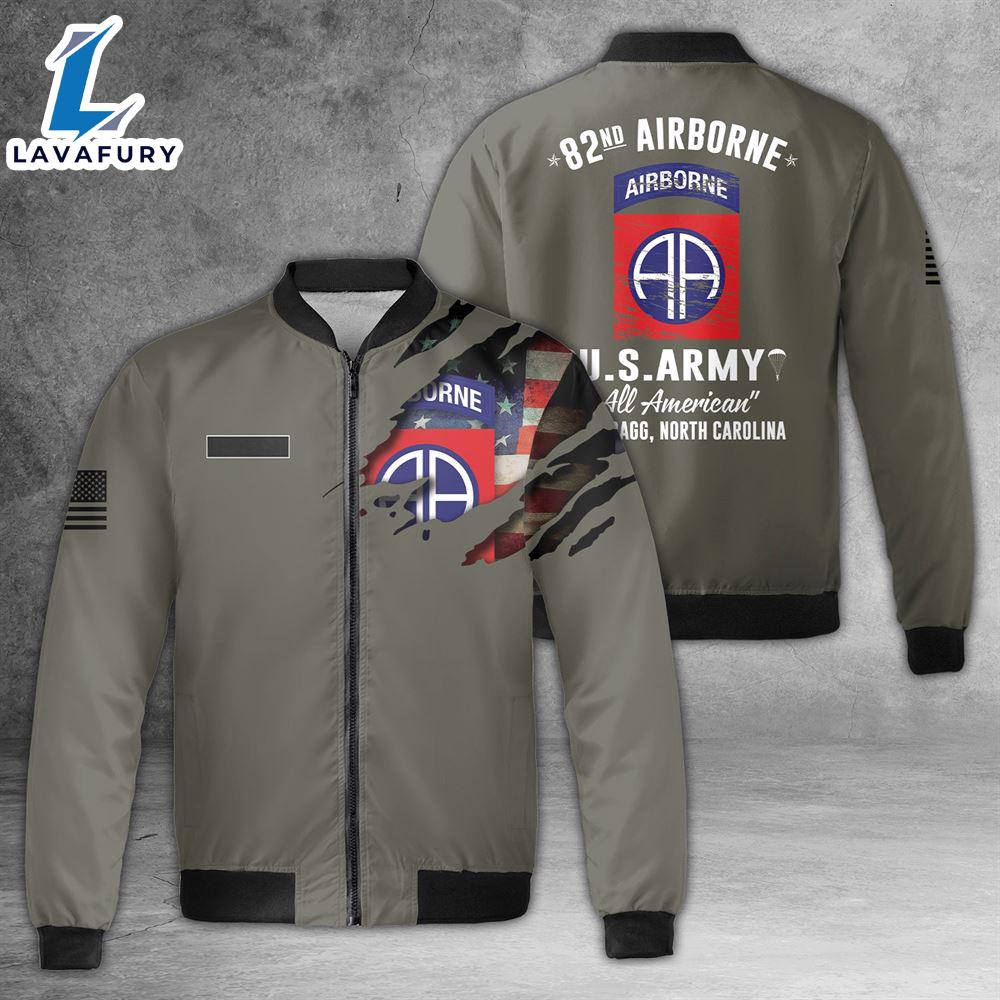 Custom Name US Army 82nd Airborne Division Fort Bragg NC AOP Fleece Bomber Jacket For Man And Women Custom Name US Army 82nd Airborne Division Fort Bragg NC AOP Fleece Bomber Jacket For Man And Women