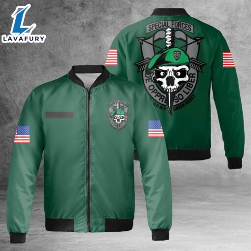 Custom Name US Army Green Beret Special Forces AOP Fleece Bomber Jacket For Man And Women