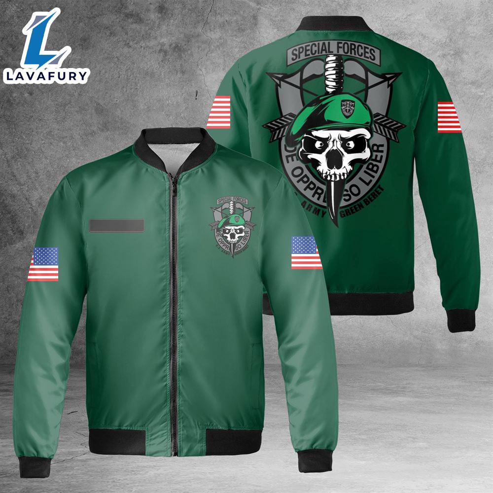 Custom Name US Army Green Beret Special Forces AOP Fleece Bomber Jacket For Man And Women Custom Name US Army Green Beret Special Forces AOP Fleece Bomber Jacket For Man And Women