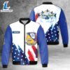 Custom Name US Navy Blue Angles American Flag 4th Of July AOP Fleece Bomber Jacket
