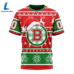 Custom NHL Boston Bruins 3D T Shirt Specialized Unisex Christmas Is Coming Santa Claus For Man And Women