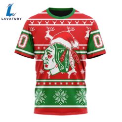 Custom NHL Chicago BlackHawks 3D T Shirt Specialized Unisex Christmas Is Coming Santa Claus For Man And Women