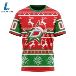 Custom NHL Dallas Stars 3D T Shirt Specialized Unisex Christmas Is Coming Santa Claus For Man And Women