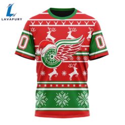 Custom NHL Detroit Red Wings 3D T Shirt Specialized Unisex Christmas Is Coming Santa Claus For Man And Women
