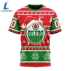 Custom NHL Edmonton Oilers 3D T Shirt Specialized Unisex Christmas Is Coming Santa Claus For Man And Women