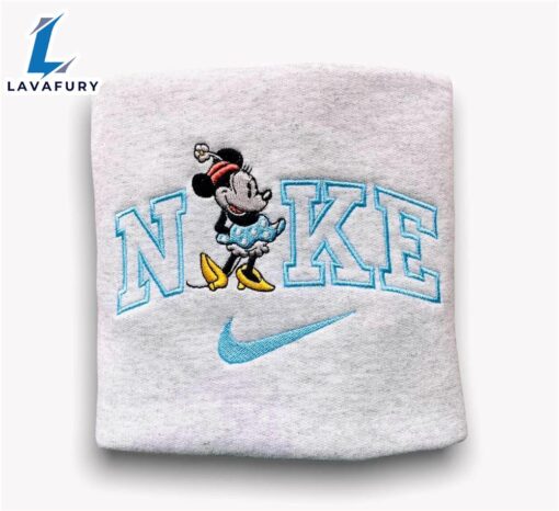 Disney Minnie Blue  Logo Embroidered Shirt For Man And Women