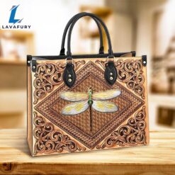 Dragonfly Flowers Lover Leather Bag…