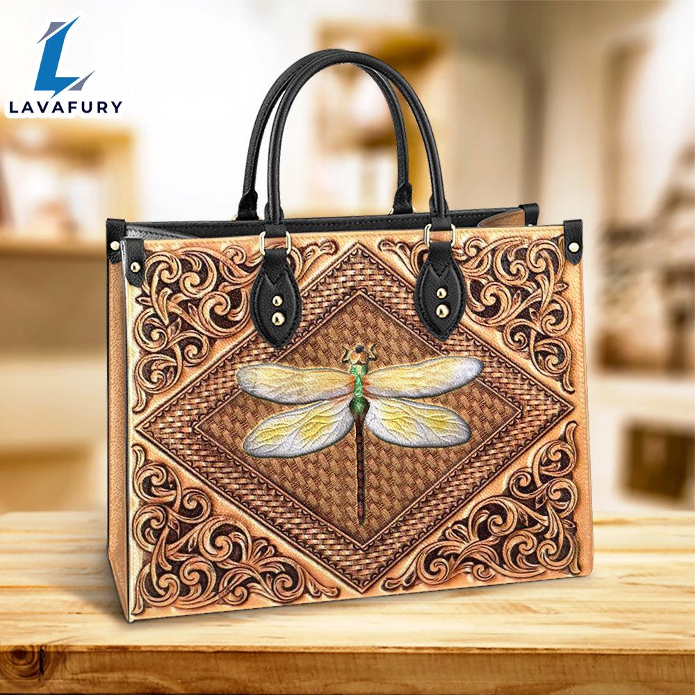 Dragonfly Flowers Lover Leather Bag Christ Gifts Leather Bags Christian Leather Bag Dragonfly Flowers Lover Leather Bag Christ Gifts Leather Bags Christian Leather Bag