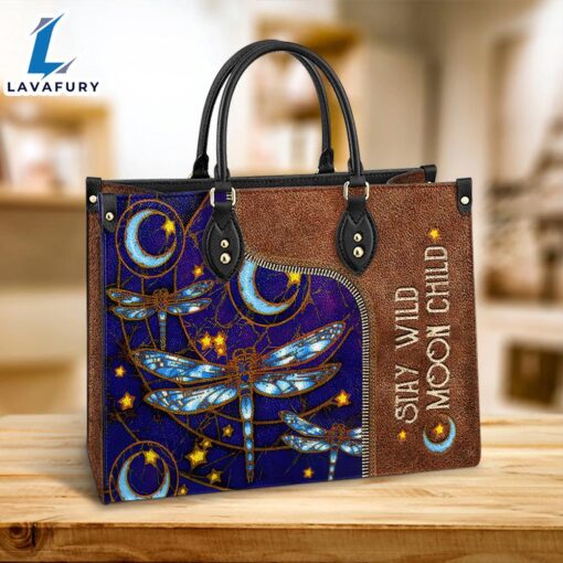 Dragonfly Hippie Pattern Leather Bag Christ Gifts Leather Bags Christian Leather Bag