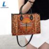 Dragonfly Sunflowers Leather Bag Christ Gifts Leather Bags