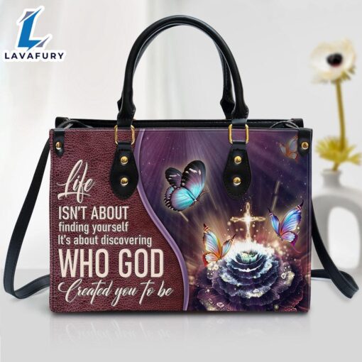 Elegant Butterfly Leather Bag Life Is About Discovering Who God Created You To Be Christ Gifts Leather Bags Christian Leather Bag