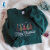 EMBROIDERED Merry Christmas Sweatshirt, Festive Christmas Trees Crewneck 2 EMBROIDERED Merry Christmas Sweatshirt, Festive Christmas Trees Crewneck