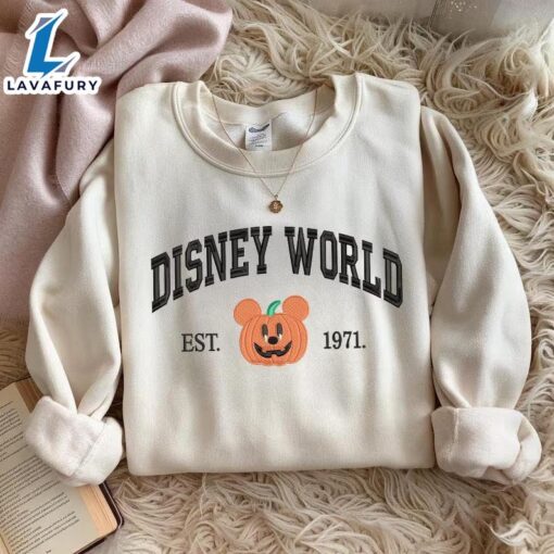 Embroidered Mickey Pumpkin Sweatshirt, DisneyWorld Fall Halloween Crewneck, Spooky Season Disney Shirt