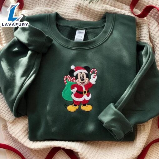 EMBROIDERED Mickey Santa Sweatshirt, Disney Christmas Sweater