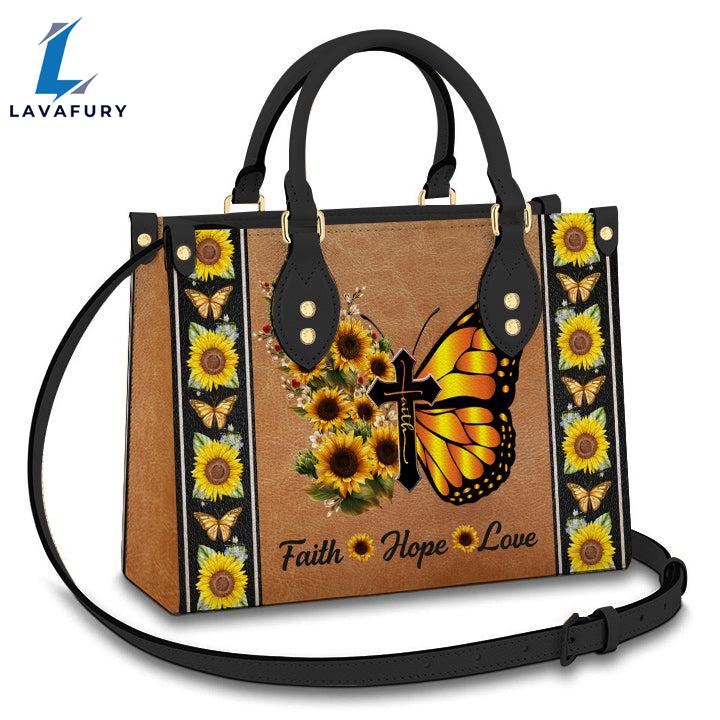 Faith Butterfly Sunflower Leather Bag Christ Gifts Leather Bags Christian Leather Bag Faith Butterfly Sunflower Leather Bag Christ Gifts Leather Bags Christian Leather Bag