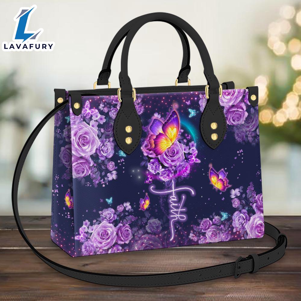 Faith Purple Butterfly Leather Bag Christ Gifts Leather Bags Christian Leather Bag Faith Purple Butterfly Leather Bag Christ Gifts Leather Bags Christian Leather Bag