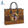 Faith Sunflower Cross Leather Bag Christ Gifts Leather Bags