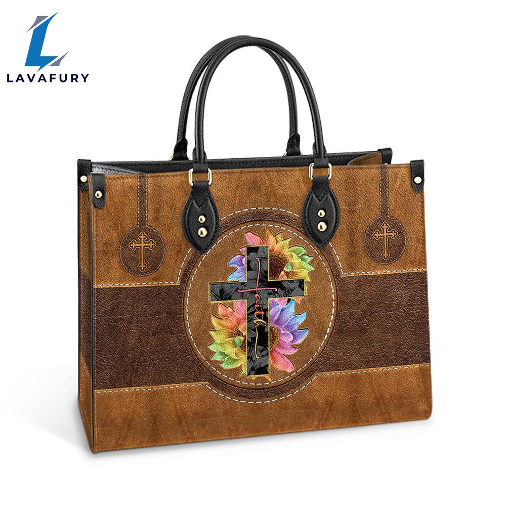 Faith Sunflower Cross Leather Bag Christ Gifts Leather Bags Christian Leather Bag Faith Sunflower Cross Leather Bag Christ Gifts Leather Bags Christian Leather Bag