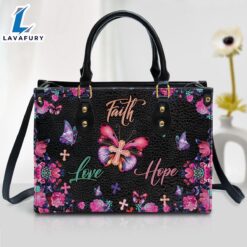 Flower Leather Handbag Faith Hope…
