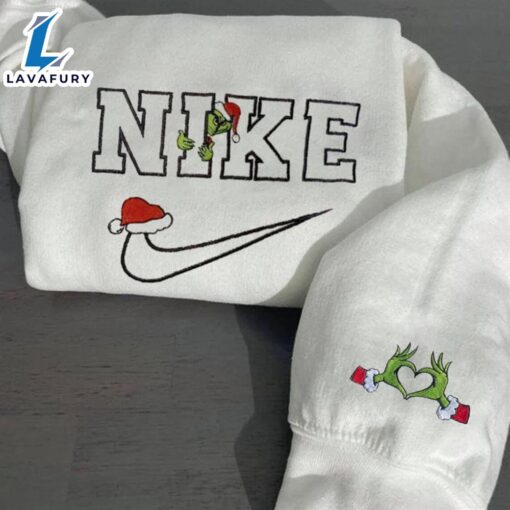Funny Grinch Hide Logo Heart Hand Embroidered Sweatshirt  For Man And Women
