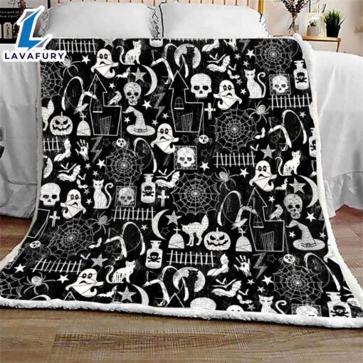 Glow in The Dark Halloween Sofa Fleece Throw Blanket  Halloween Gifts Gift Xmas