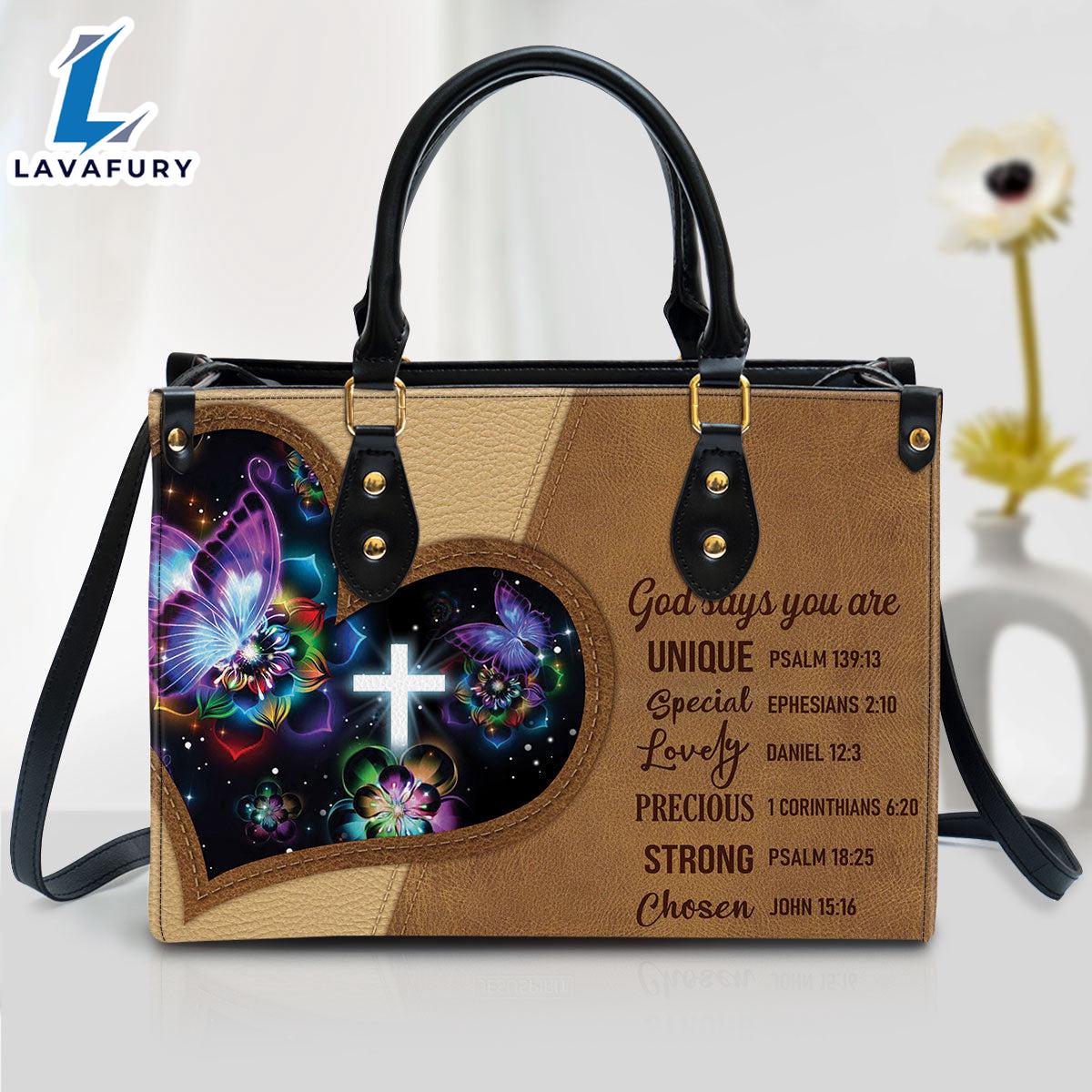 God Says You Are Unique Beautiful Butterfly Leather Bag Christ Gifts Leather Bags Christian Leather Bag God Says You Are Unique Beautiful Butterfly Leather Bag Christ Gifts Leather Bags Christian Leather Bag