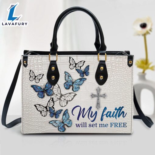 Gorgeous Butterfly Leather Bag My Faith Will Set Me Free Christ Gifts Leather Bags Christian Leather Bag