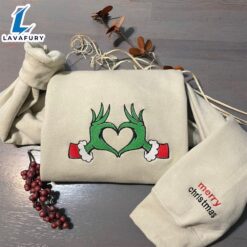Grinch Heart Embroidered Sweatshirt The…