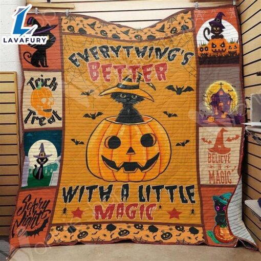 Halloween Everything’s Better With A Little Magic Sherpa Blanket Halloween Halloween Gift Gift Xmas