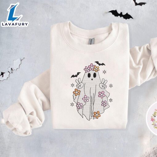 Halloween Ghost Boho Embroidered Sweatshirt For Man And Women