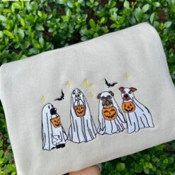 Halloween Ghost Dog Embroidered Sweatshirt…