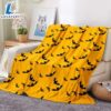 Halloween Pattern Bat Yellow Sherpa Blanket Halloween Adult Blanket Halloween Gift