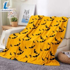 Halloween Pattern Bat Yellow Sherpa…