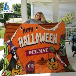 Halloween Pumpkin Sherpa Blanket –…